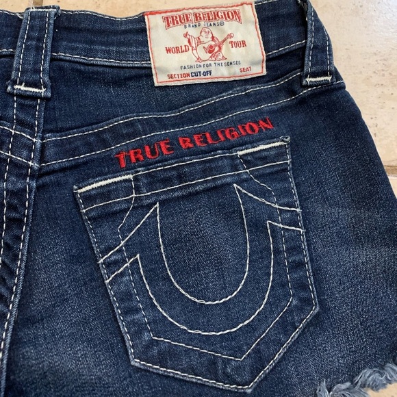 True Religion Women's Halle Cutoff Denim Shorts - Size 25/26 - Dark Wash - Picture 9 of 9